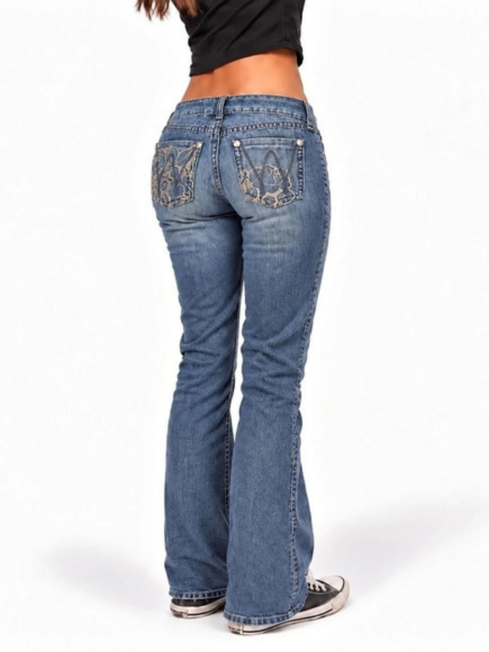 Y2K Embroidered Floral Bootcut Jeans by Wrangler Size 28x32